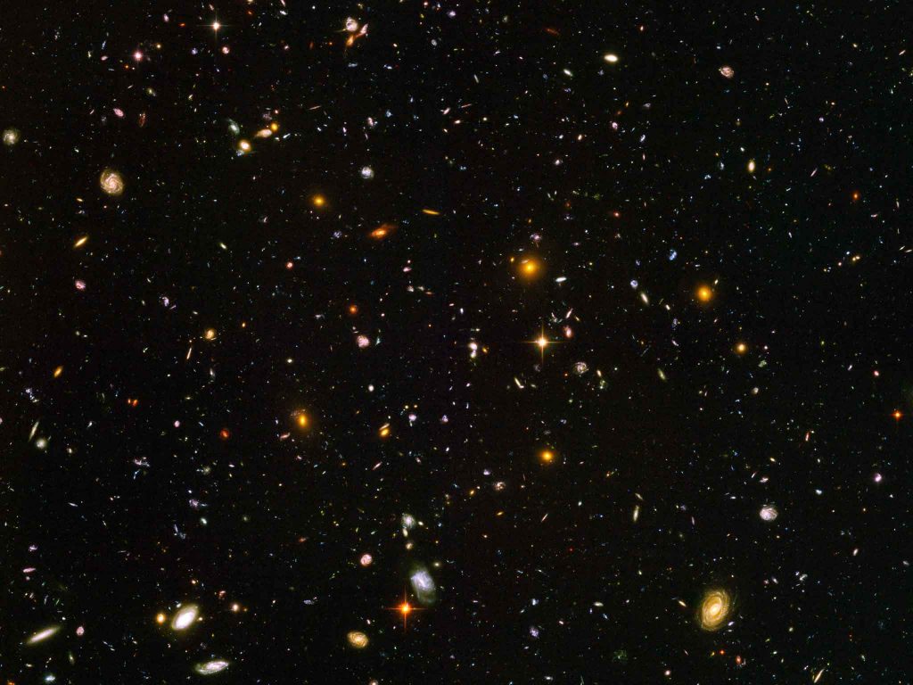 A picture of The Hubble Ultra Deep Field taken by the deep space program.