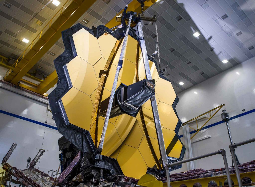 A picture of the James Webb Telescope for receiving the top Space Foundation Award.