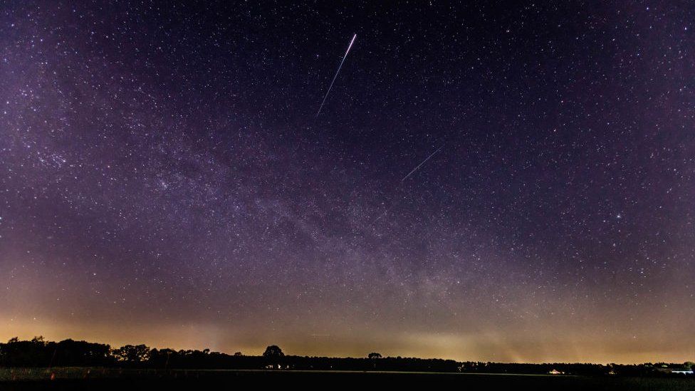 A picture of the Lyrid Meteor Shower in 2020 at the countryside.