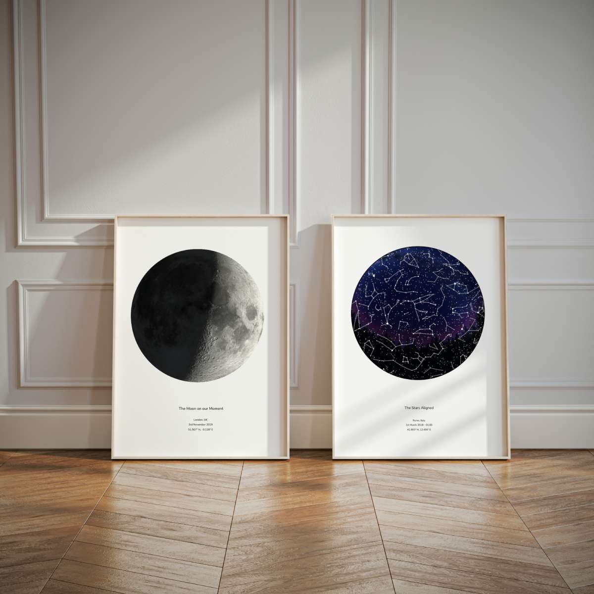 Moon and stars personalised star chart gift