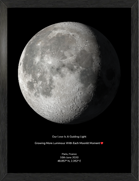 Personalised moon map gift wrapped and ready for a special occasion